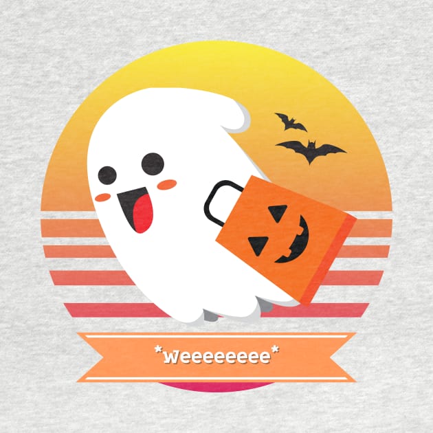 Halloween Cute Ghost Goes *Weeeeeeee* Trick or Treating with Candy Bag by nathalieaynie